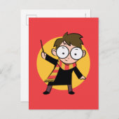 Sketchbook HARRY POTTER™ Raising Wand Einladungspostkarte (Vorne/Hinten)