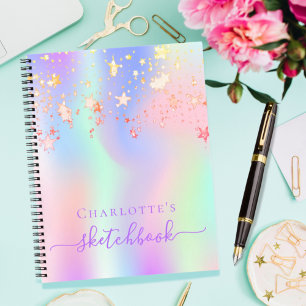 Sketchbook holografisches Einhorn rosa Regenbogen Notizblock