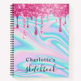 Sketchbook Holographic Pink Tropfens Girl Notizblock