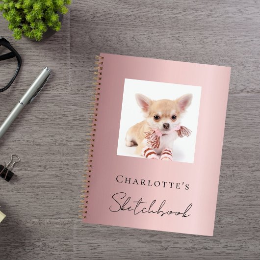 Sketchbook-Hund-Foto pink Notizblock