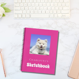 Sketchbook-Hunde-Foto-Drehbuch Hot-Rosa-Girl Notizblock