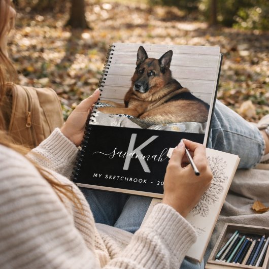 Sketchbook-Hunde-Foto-Monogramm Notizblock