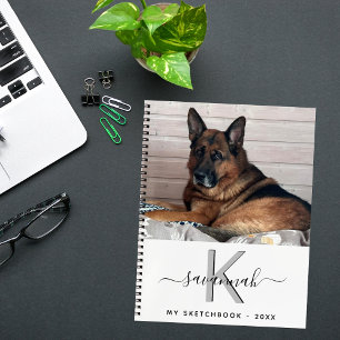Sketchbook-Hunde-Foto-Monogramm Notizblock