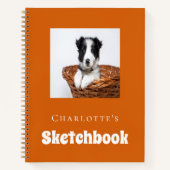 Sketchbook-Hunde-Foto-Skript gebrannt orange Notizblock (Vorderseite)