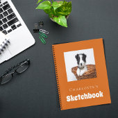 Sketchbook-Hunde-Foto-Skript gebrannt orange Notizblock