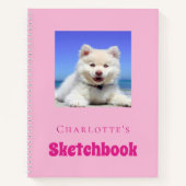 Sketchbook-Hunde-Foto-Skript Rosa Mädchen Notizblock (Vorderseite)