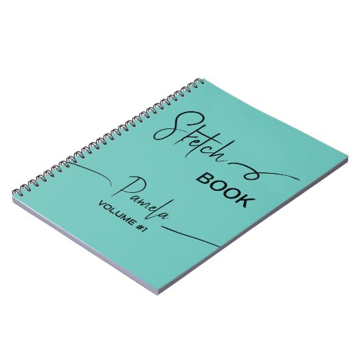 Sketchbook Ihr Name Script Aquamarin blau Notizblock (Linke Seite)