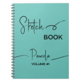 Sketchbook Ihr Name Script Aquamarin blau Notizblock (Vorderseite)