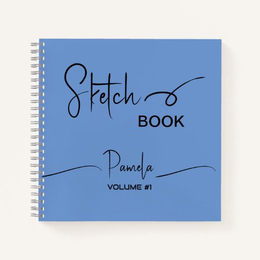 Sketchbook Ihr Name Script Aquamarin blau Notizblock (Vorderseite)