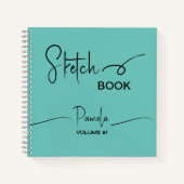 Sketchbook Ihr Name Script Aquamarin blau Notizblock (Vorderseite)