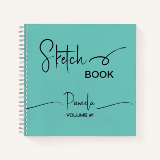 Sketchbook Ihr Name Script Aquamarin blau Notizblock