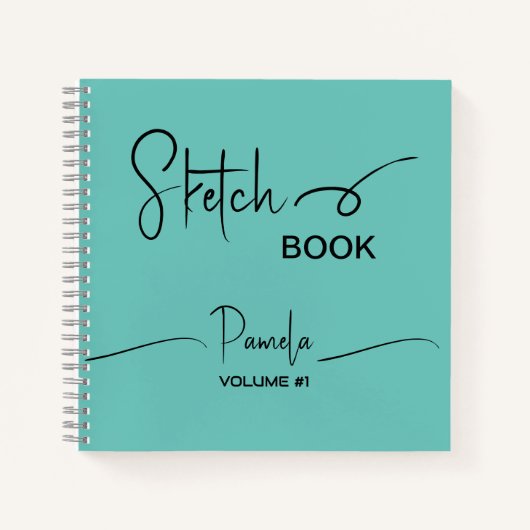 Sketchbook Ihr Name Script Aquamarin blau Notizblock (Vorderseite)