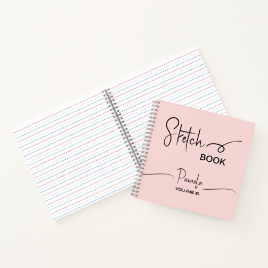 Sketchbook Ihr Name Script Aquamarin blau Notizblock (Innenseite)