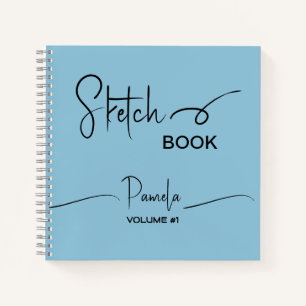 Sketchbook Ihr Name Script Aquamarin blau Notizblock