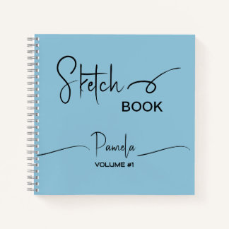 Sketchbook Ihr Name Script Aquamarin blau Notizblock