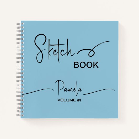 Sketchbook Ihr Name Script Aquamarin blau Notizblock (Vorderseite)