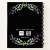 Sketchbook Lavendel grüne violette Blumen schwarz Notizblock (Rückseite)