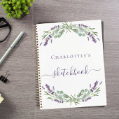 Sketchbook Lavendel Grünpflanzen violette Blumen Notizblock
