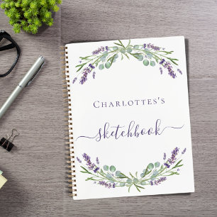 Sketchbook Lavendel Grünpflanzen violette Blumen Notizblock