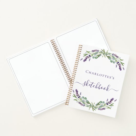 Sketchbook Lavendel Grünpflanzen violette Blumen Notizblock (Innenseite)