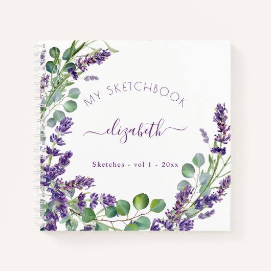 Sketchbook lavender eucalyptus grüne Blüte Notizblock (Vorderseite)