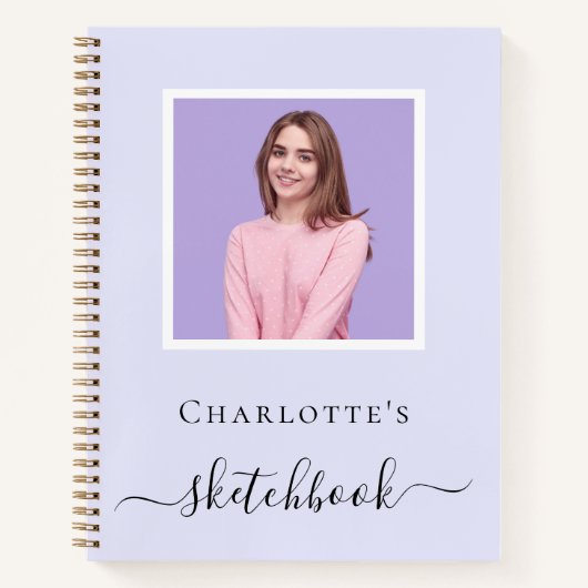 Sketchbook lavender violett Foto typografie Notizblock (Vorderseite)