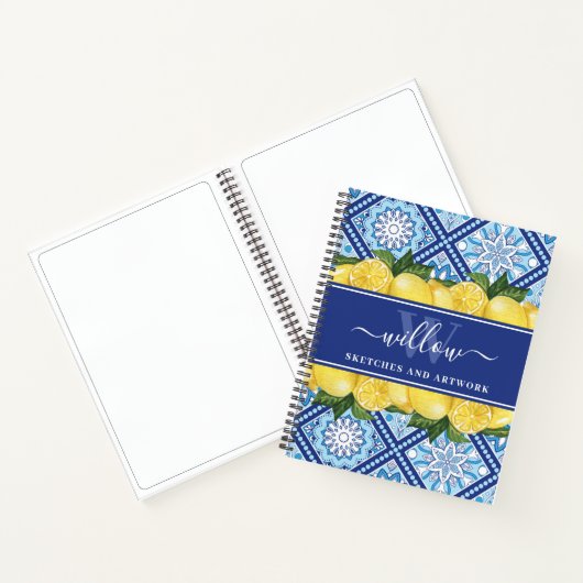 Sketchbook Lemon Blue Tile Monogram Notizblock (Innenseite)