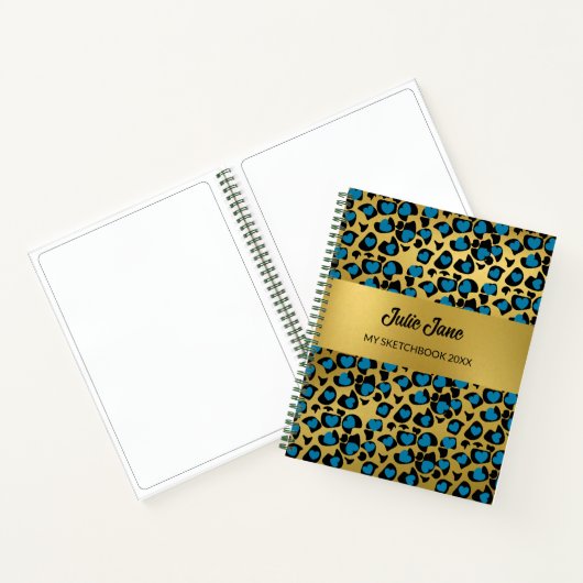 Sketchbook leopard Muster smaragdblaue Goldnote Notizblock (Innenseite)