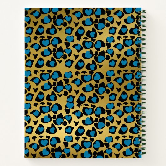 Sketchbook leopard Muster smaragdblaue Goldnote Notizblock (Rückseite)