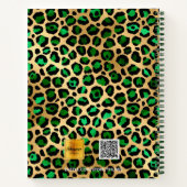 Sketchbook leopard Muster Smaragdgrün Gold Notizblock (Rückseite)