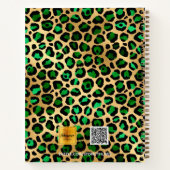 Sketchbook leopard Muster Smaragdgrün Gold Notizblock (Rückseite)