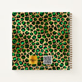 Sketchbook leopard Muster Smaragdgrün Gold Notizblock (Rückseite)