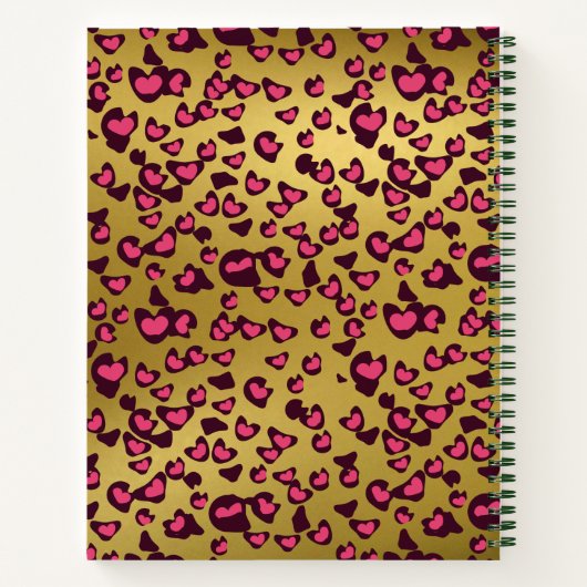 Sketchbook leopard Muster smaragdgrün Pink Gold No Notizblock (Rückseite)