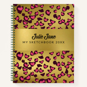 Sketchbook leopard Muster smaragdgrün Pink Gold No Notizblock