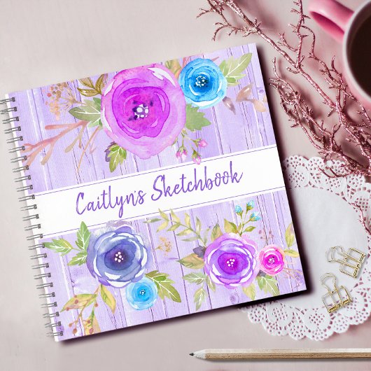 Sketchbook lila Aquarellschrift Notizblock