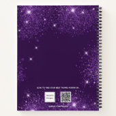 Sketchbook lila Glitzer Staubname-Skript Notizblock (Rückseite)