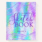 Sketchbook Lila Iridescent Holographic Name Notizblock (Vorderseite)