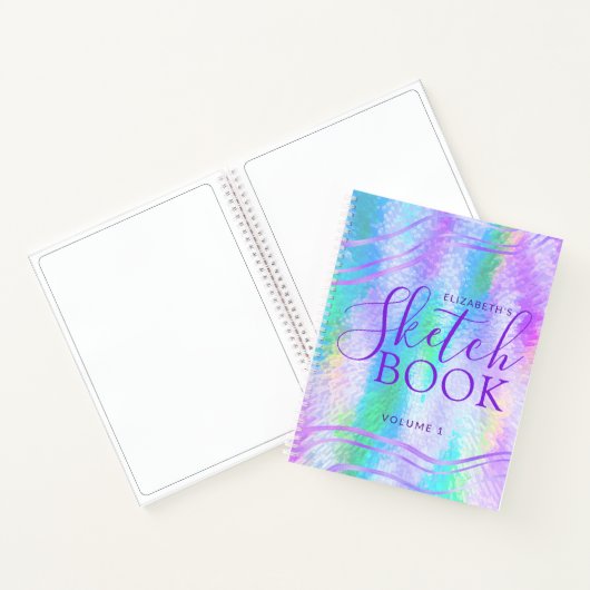 Sketchbook Lila Iridescent Holographic Name Notizblock (Innenseite)