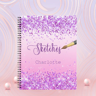 Sketchbook lila Pink-Konfetti-Namensfarbe Notizblock