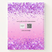 Sketchbook lila Pink-Konfetti-Namensfarbe Notizblock (Rückseite)