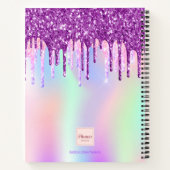 Sketchbook lila rosa Glitzer Tropfen holografisch Notizblock (Rückseite)