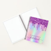 Sketchbook lila rosa Glitzer Tropfen holografisch Notizblock (Innenseite)