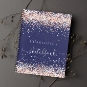 Sketchbook Marine Blue Rose Goldname Skript Notizblock