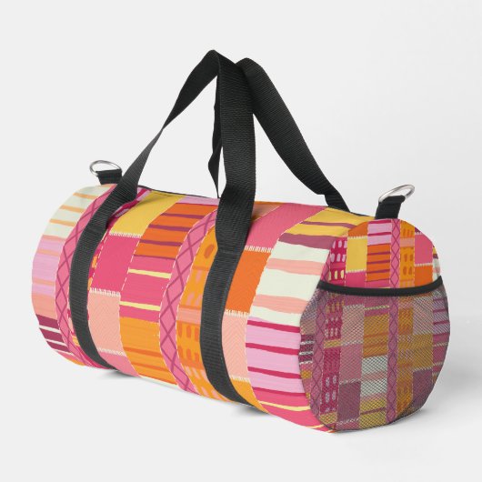 Sketchbook Marks-Textured Multicoloured Stripes Duffle Bag (Rechte Ecke)