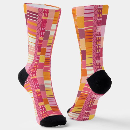 Sketchbook Marks-Textured Multicoloured Stripes Socken (Gewinkelt)