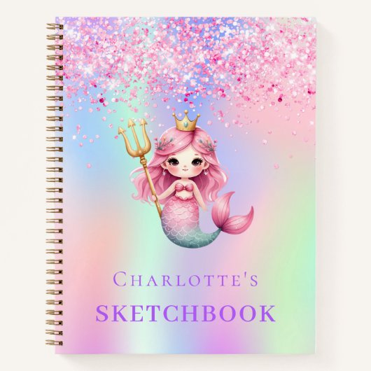 Sketchbook Meerjungfrau Prinzessin rosa holografis Notizblock (Vorderseite)