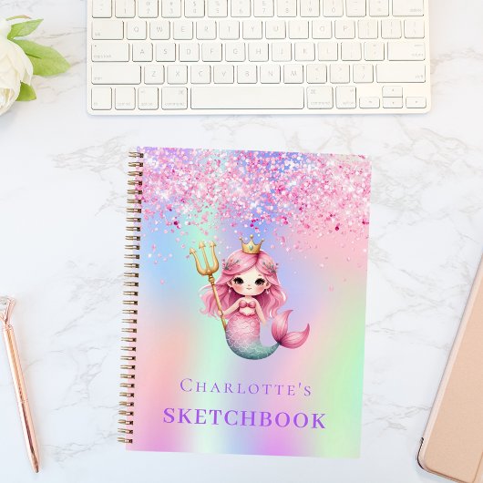 Sketchbook Meerjungfrau Prinzessin rosa holografis Notizblock