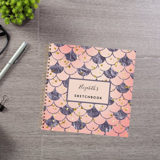 Sketchbook Meerjungwaagen lila rosa Notizblock