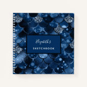 Sketchbook mermaid-Skala - blauer Name Notizblock (Vorderseite)