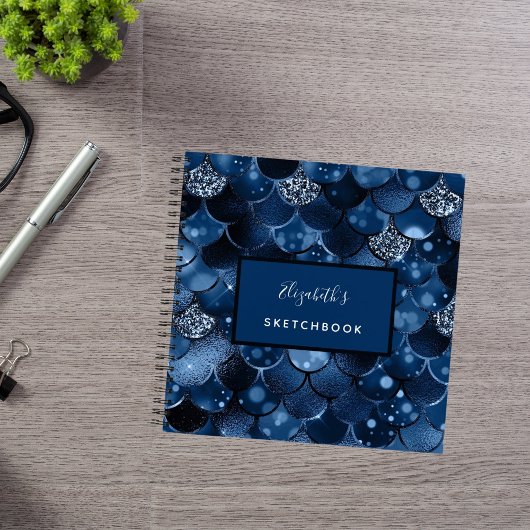 Sketchbook mermaid-Skala - blauer Name Notizblock